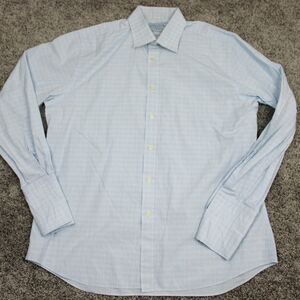 Charles Tyrwhitt Check Dress Shirt Mens 17 Slim Fit Blue Cotton